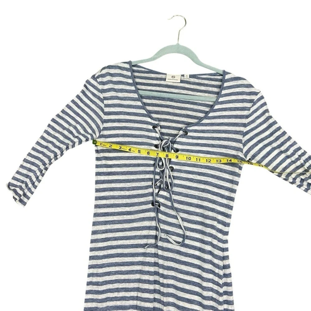 Ag Adriano Goldschmied Linen Blue Striped Lace Up Claude Maxi Dress Size XS - Picture 10 of 15